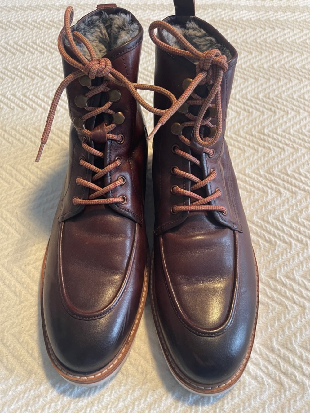 Men's Burgundy Leather Lace-Up Insulated Boots